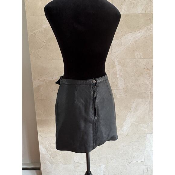 Free People Vegan Leather Midnight Magic Mini Skirt - 2 - Black Moto Grunge Glam - Picture 12 of 16